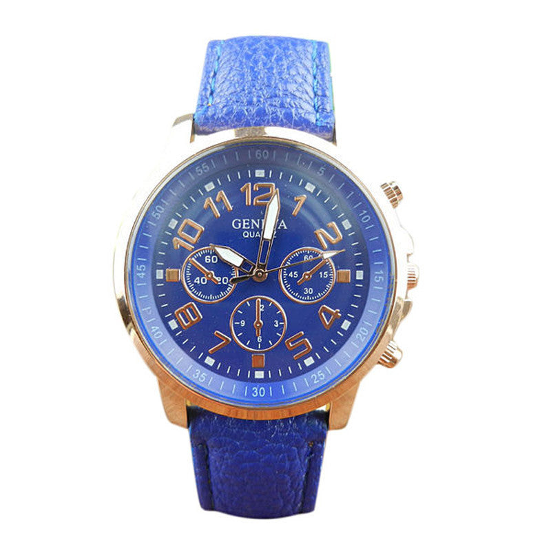 Unisex Leather Band Analog Quartz Vogue Wrist Watch Watches