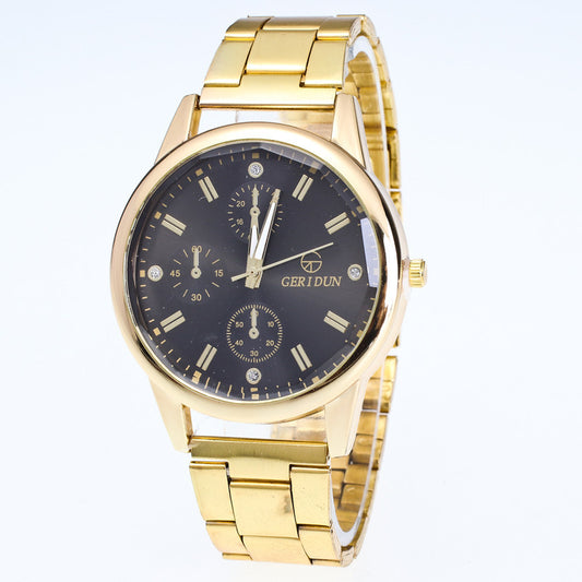 New Mens Watches Diamond Dial Steel Analog Quartz Wrist Watch