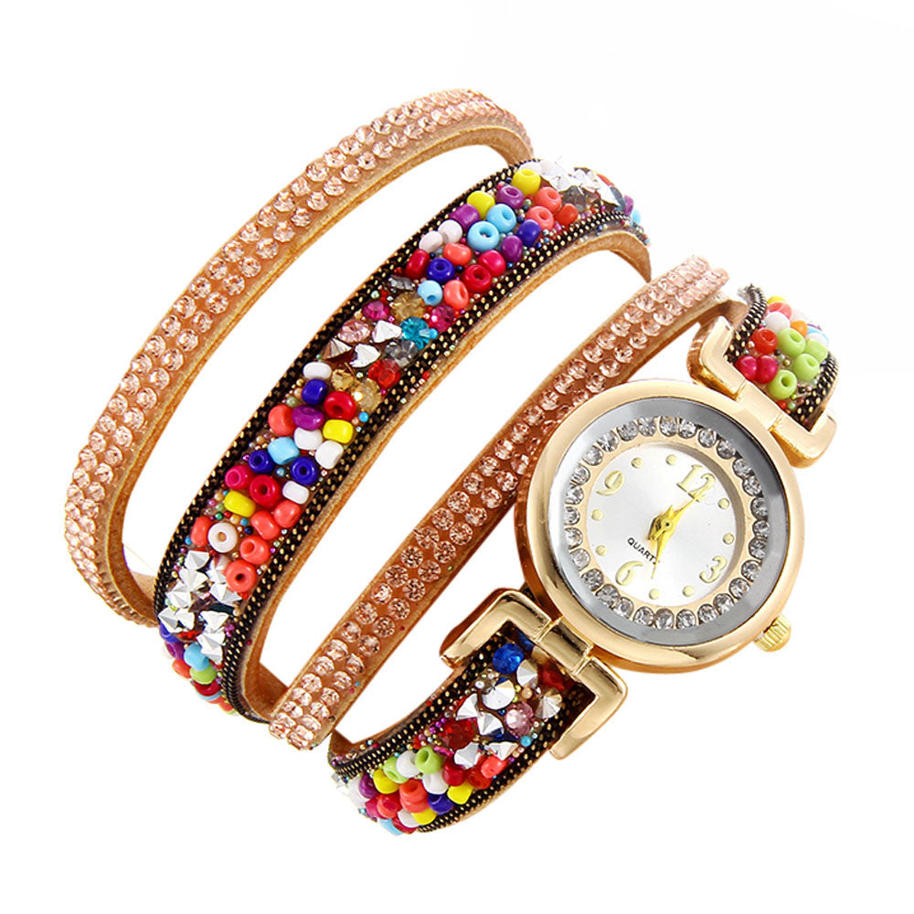Women Fashion Casual Analog Quartz Rhinestone Watch Bracelet Watch