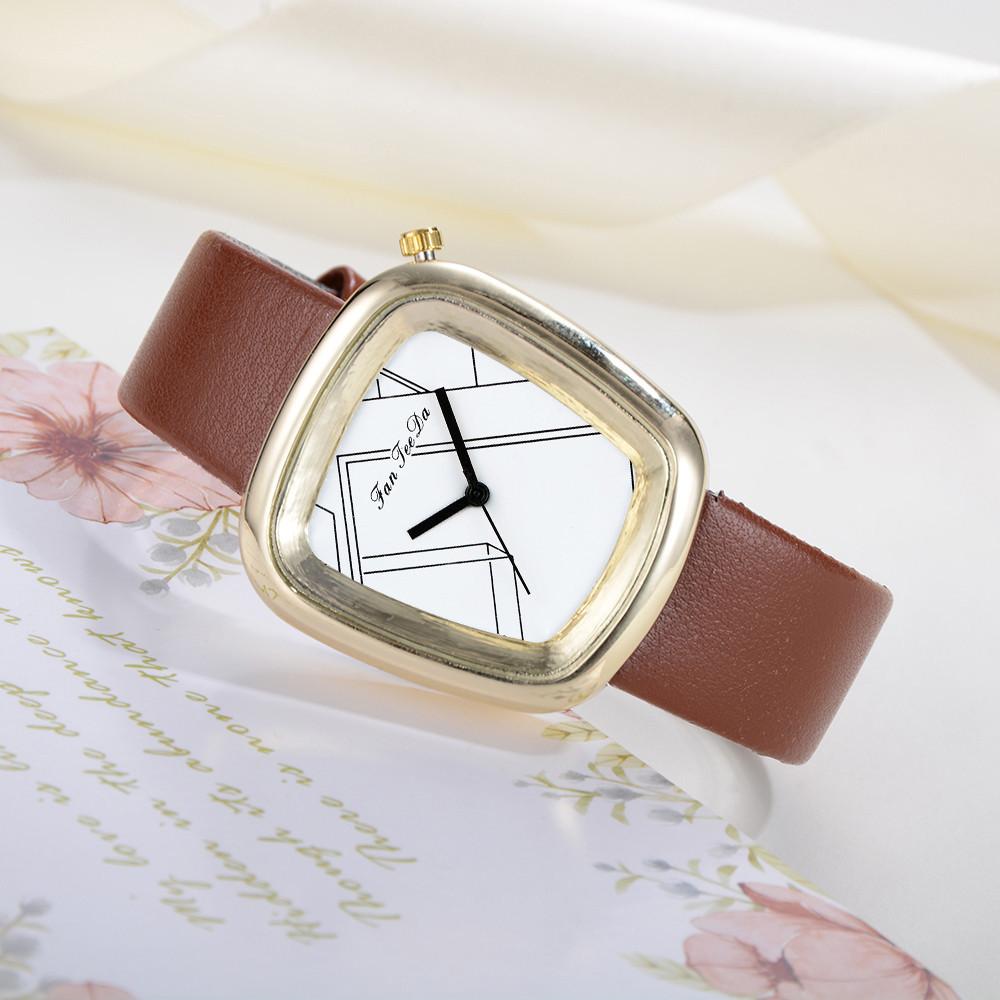 Luxury Fashion Leather Band Analog Quartz Round Wrist Watch Watches