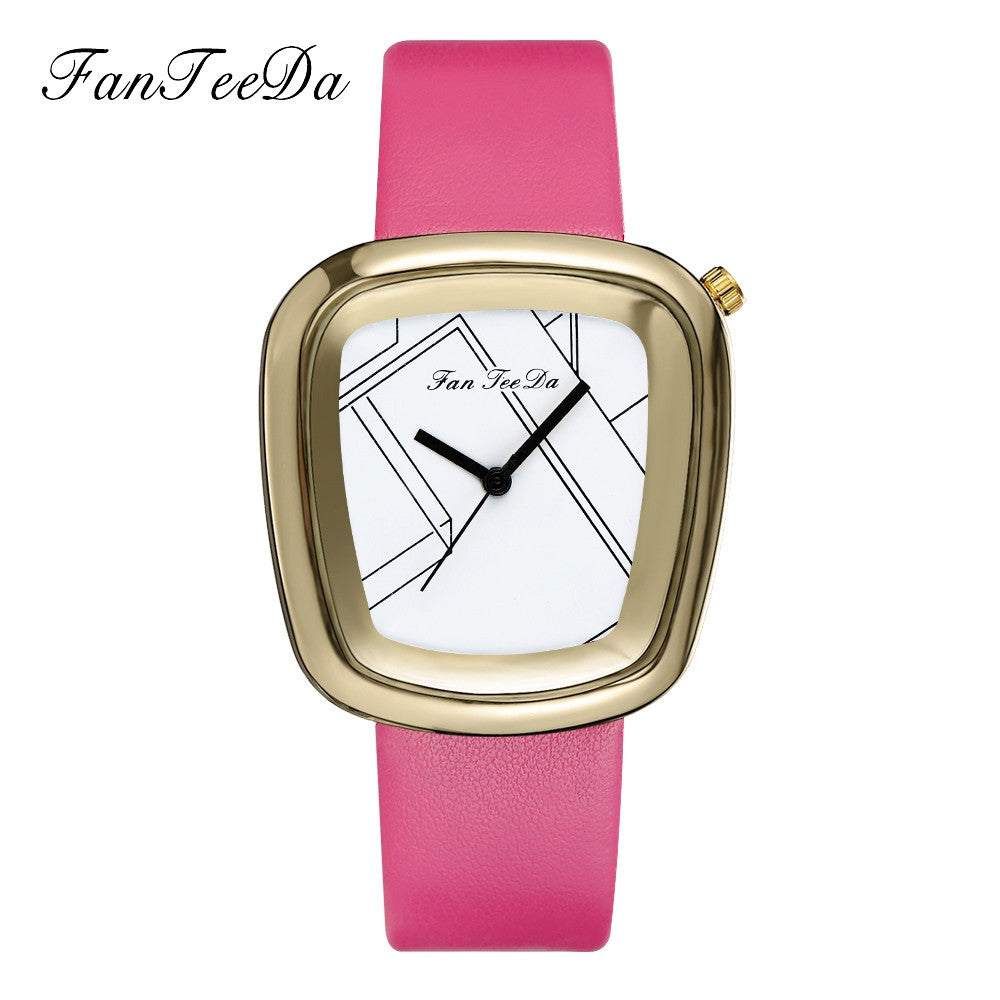 Luxury Fashion Leather Band Analog Quartz Round Wrist Watch Watches