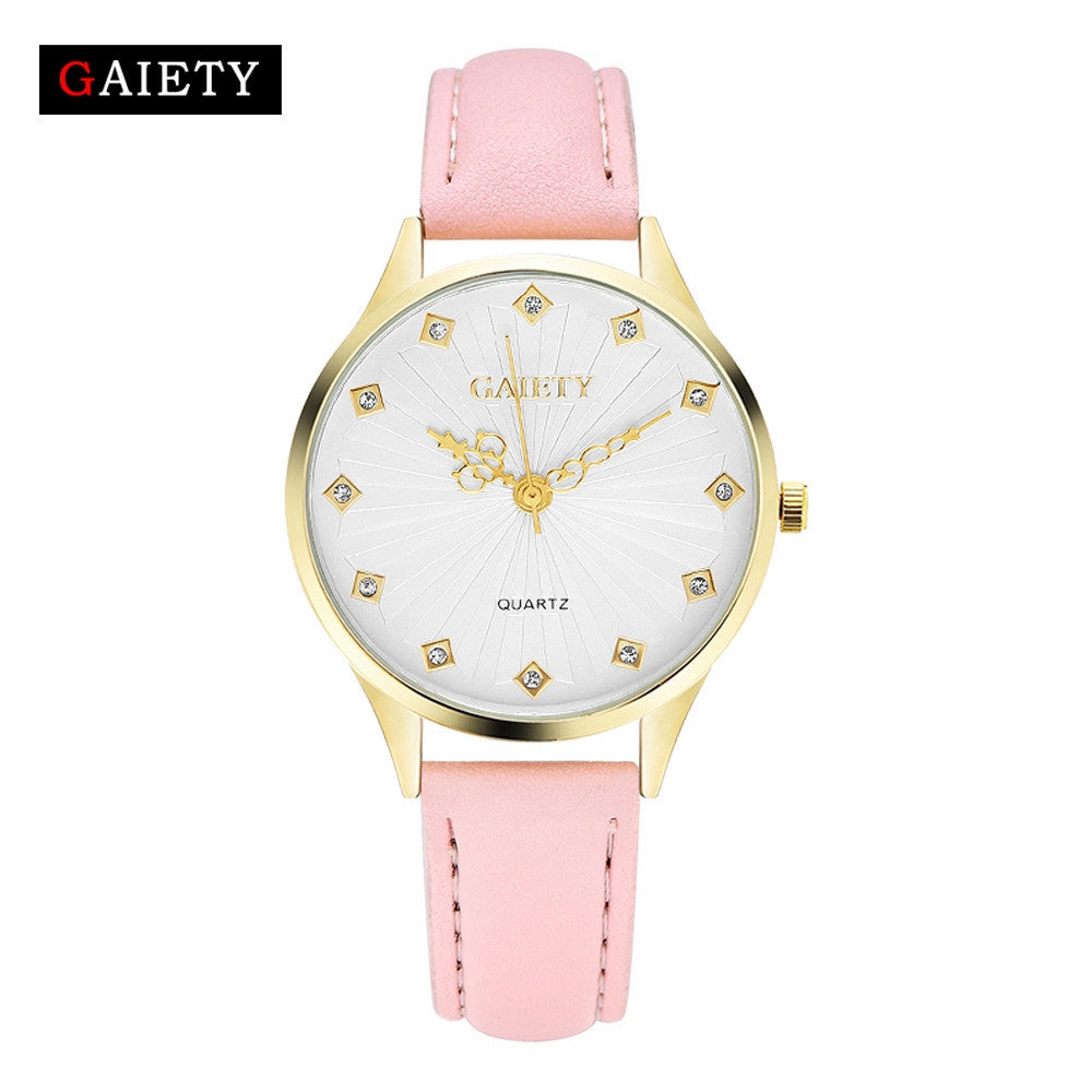 Women Fashion Leather Band Analog Quartz Round Wrist Watch Watches
