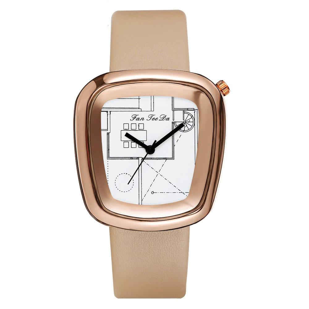 Luxury Fashion Leather Band Analog Quartz Round Wrist Watch Watches