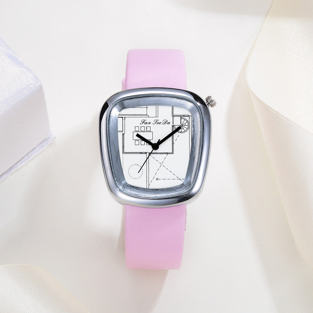 Luxury Fashion Leather Band Analog Quartz Round Wrist Watch Watches