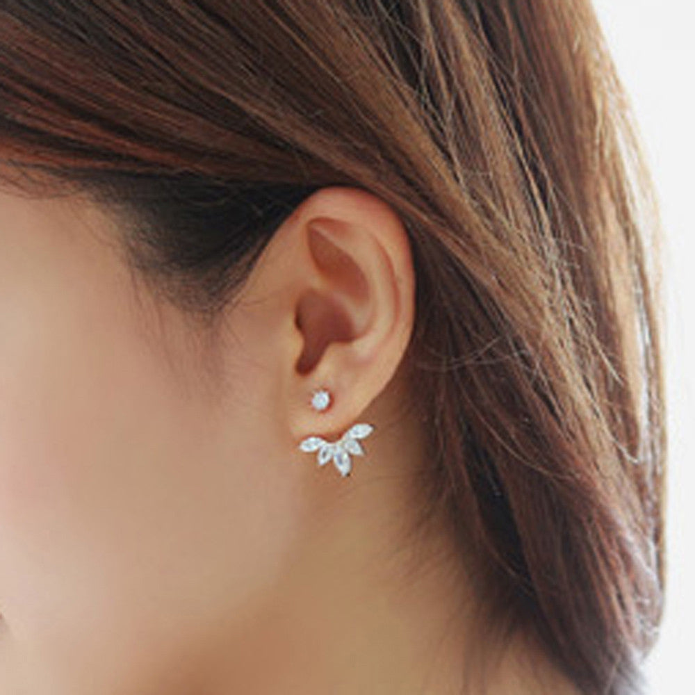 1Pair Fashion Women Crystal Rhinestone Ear Flower Earrings Jewelry