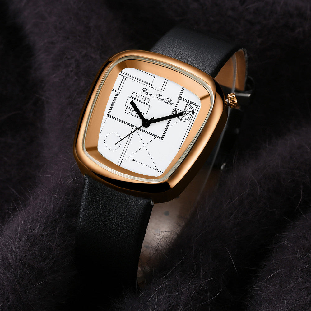 Luxury Fashion Leather Band Analog Quartz Round Wrist Watch Watches