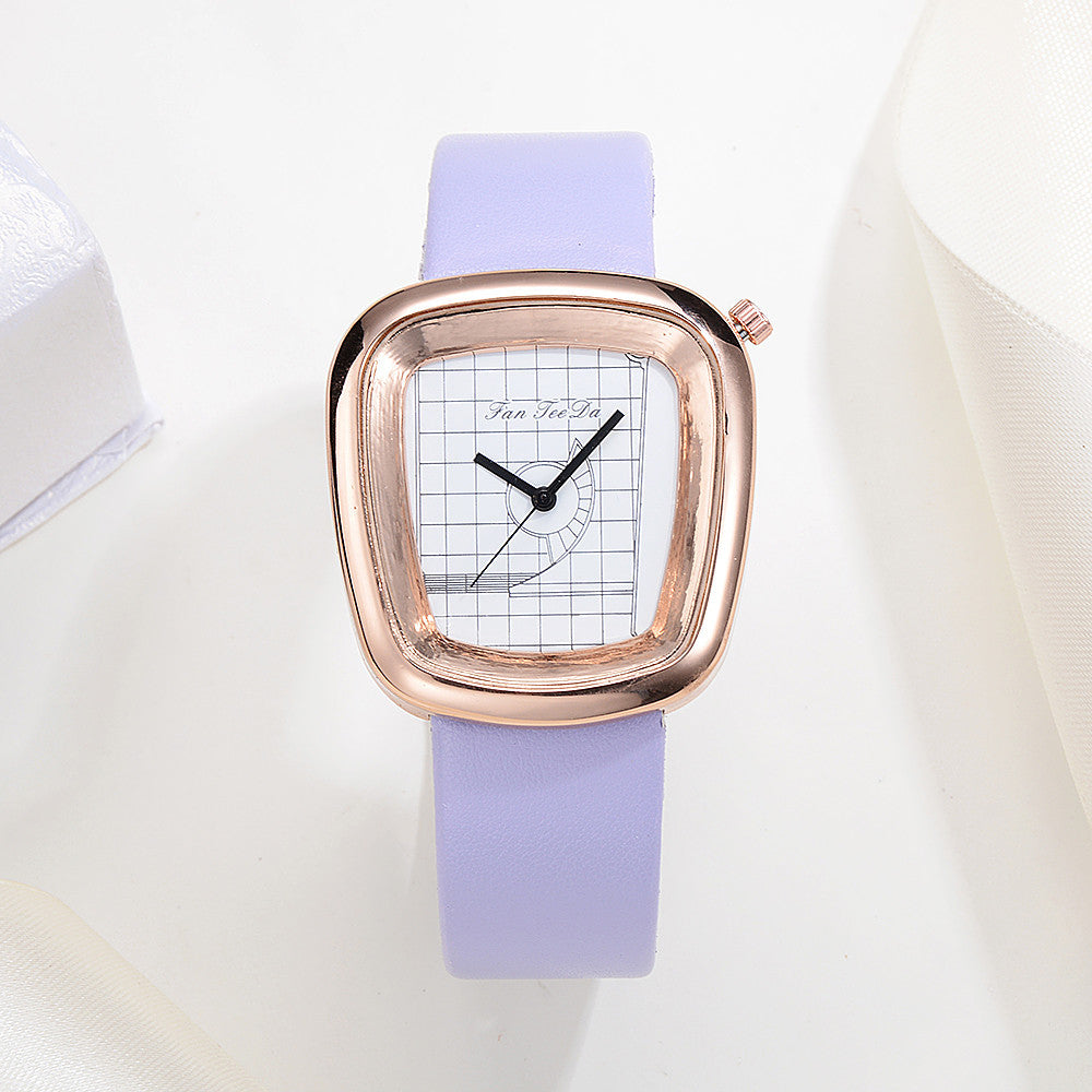 Luxury Fashion Leather Band Analog Quartz Round Wrist Watch Watches