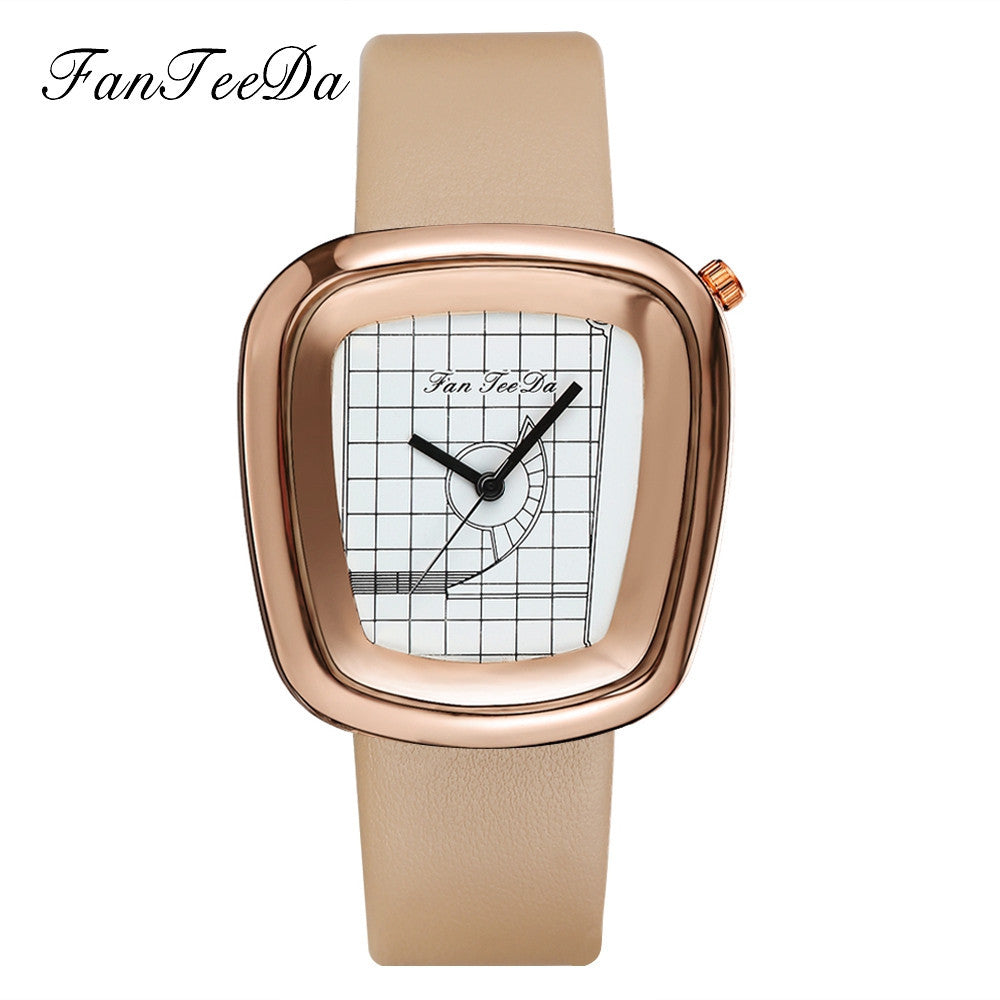Luxury Fashion Leather Band Analog Quartz Round Wrist Watch Watches