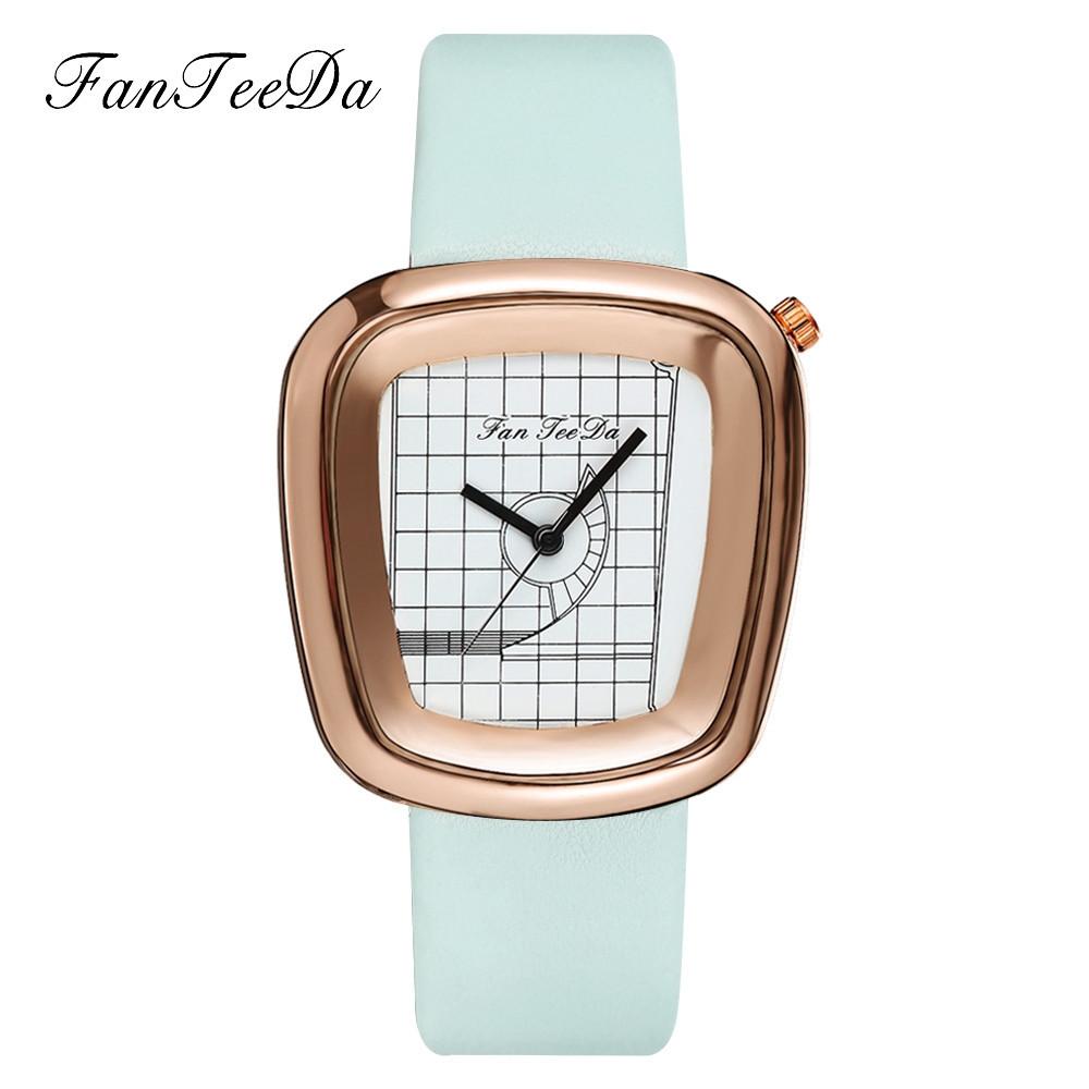 Luxury Fashion Leather Band Analog Quartz Round Wrist Watch Watches