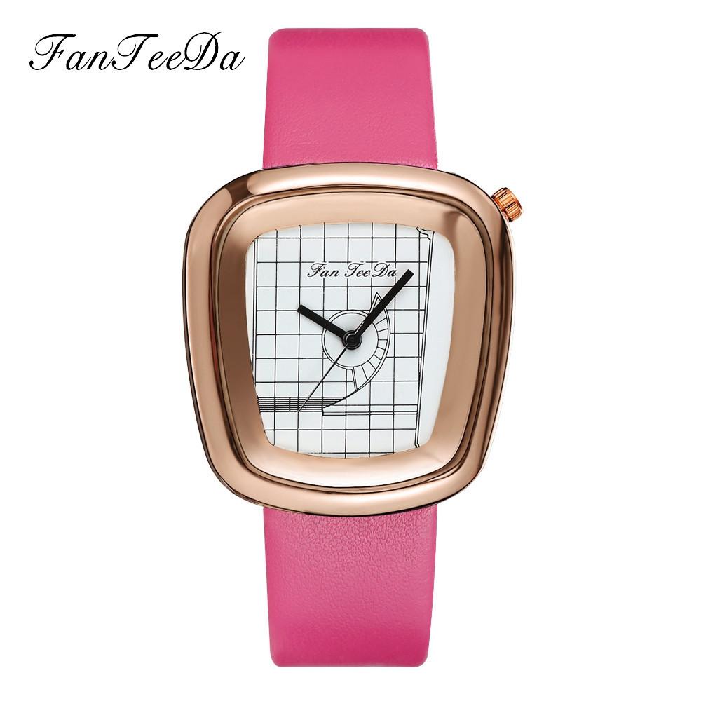 Luxury Fashion Leather Band Analog Quartz Round Wrist Watch Watches