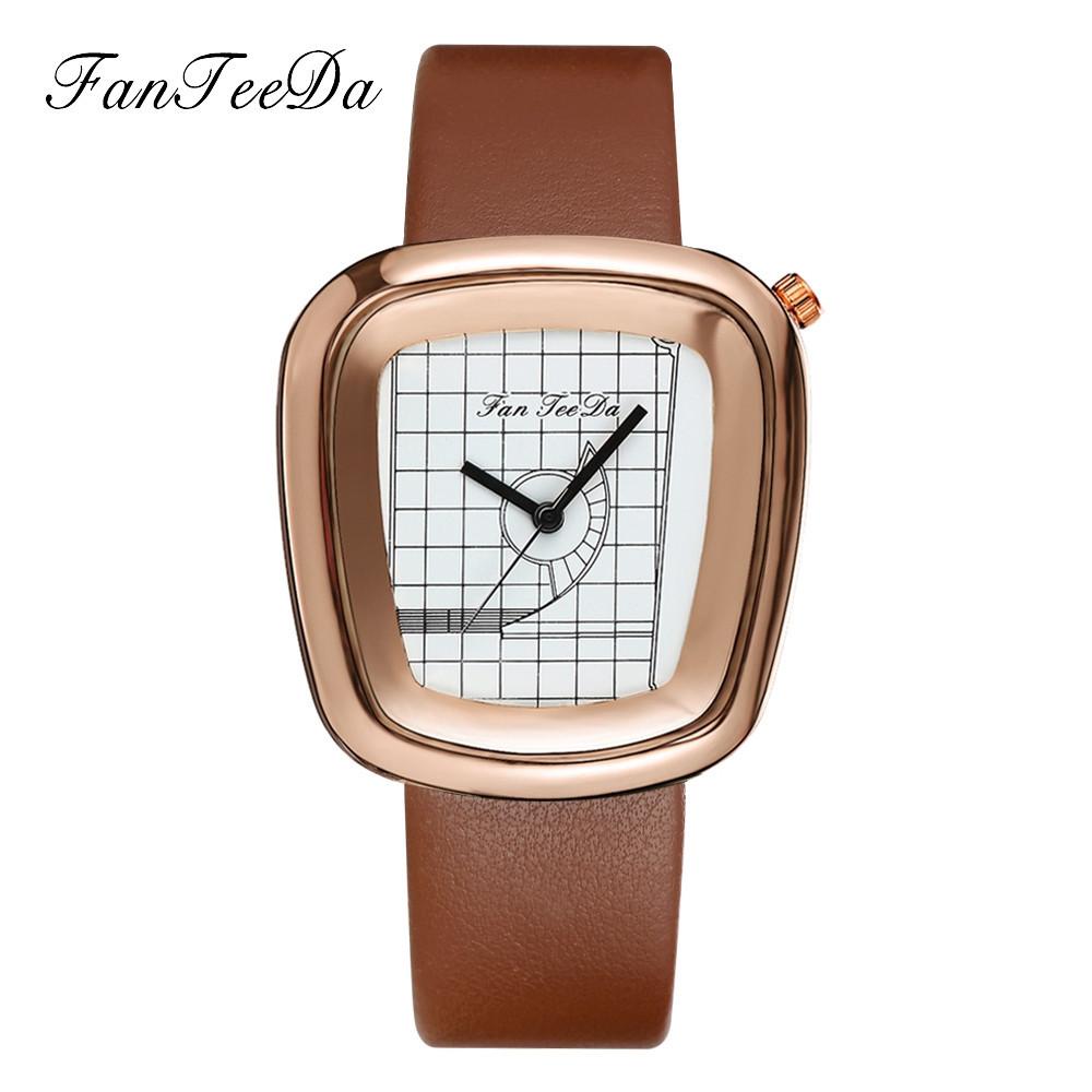 Luxury Fashion Leather Band Analog Quartz Round Wrist Watch Watches