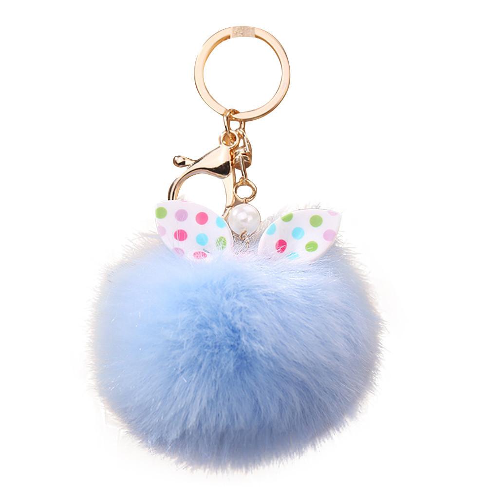 15CM Cute Owl Keychain Pendant Women Key Ring Holder Pompoms Key Chains