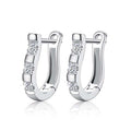 1Pair Fashion Silvering Nice White Gemstones Women's Hoop Earrings