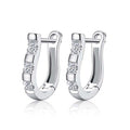 1Pair Fashion Silvering Nice White Gemstones Women's Hoop Earrings