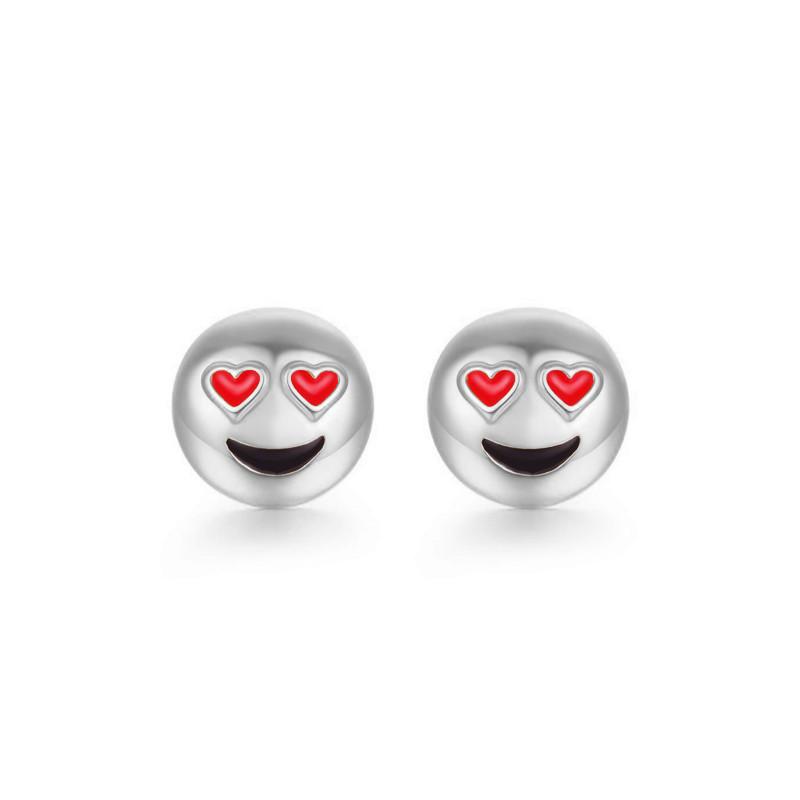 1 Pair New Fashion Simple Emoji  Head Alloy Women Stud Earrings