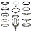 14 Pieces Choker Necklace Set Stretch Velvet Classic Gothic Tattoo Lace Choker