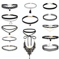 14 Pieces Choker Necklace Set Stretch Velvet Classic Gothic Tattoo Lace Choker