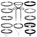 12 Pieces Choker Necklace Set Stretch Velvet Classic Gothic Tattoo Lace Choker