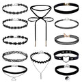 12 Pieces Choker Necklace Set Stretch Velvet Classic Gothic Tattoo Lace Choker