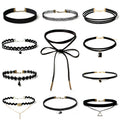 11Pieces Choker Necklace Set Stretch Velvet Classic Gothic Tattoo Lace Choker