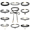 11Pieces Choker Necklace Set Stretch Velvet Classic Gothic Tattoo Lace Choker