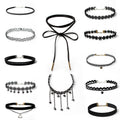 12 Pieces Choker Necklace Set Stretch Velvet Classic Gothic Tattoo Lace Choker