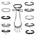 12 Pieces Choker Necklace Set Stretch Velvet Classic Gothic Tattoo Lace Choker