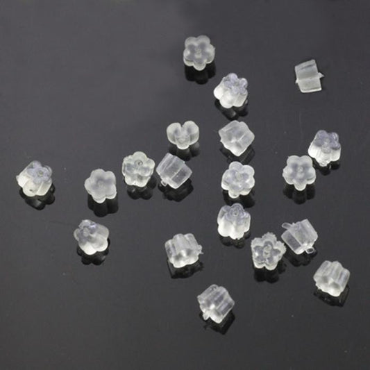 144PCS Clear Rubber Flower Shape Clutch Earring Safety Backs For Earrings