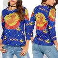 Women Christmas Elk Printed Shirt Casual Blouse Loose Tops T Shirt