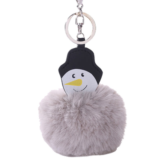 15CM Christmas Snowman Keychain Pendant Women Key Ring Holder Pompoms Key Chains